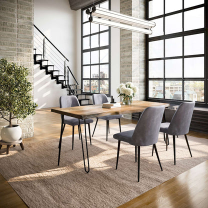 Jofran - Natures Edge Five Piece Solid Acacia Dining Set with Upholstered Mid-Century Modern Chairs, Natural and Grey - 1985-79D-4-DOXCHGRY view 9