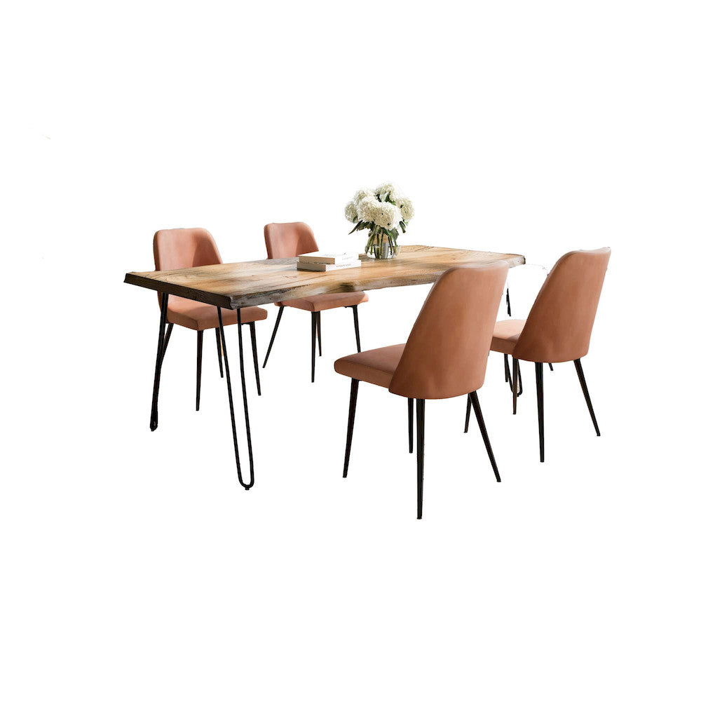 Jofran - Natures Edge Five Piece Solid Acacia Dining Set with Upholstered Mid-Century Modern Chairs, Natural and Light Brown - 1985-79D-4-DOXCHLBN view 1