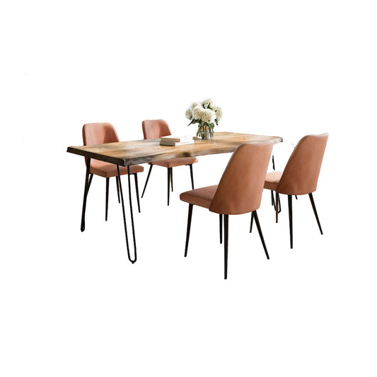 Jofran - Natures Edge Five Piece Solid Acacia Dining Set with Upholstered Mid-Century Modern Chairs, Natural and Light Brown - 1985-79D-4-DOXCHLBN view 1