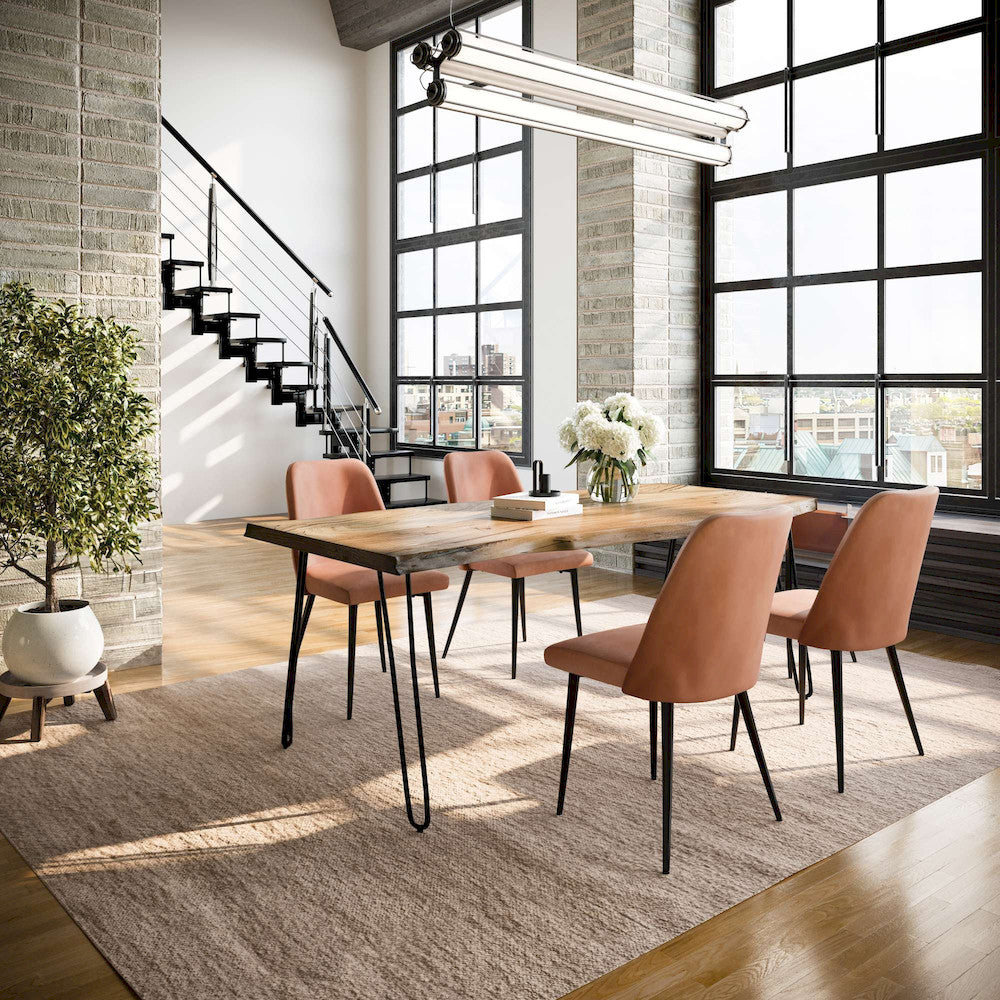 Jofran - Natures Edge Five Piece Solid Acacia Dining Set with Upholstered Mid-Century Modern Chairs, Natural and Light Brown - 1985-79D-4-DOXCHLBN view 9