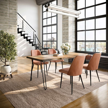 Jofran - Natures Edge Five Piece Solid Acacia Dining Set with Upholstered Mid-Century Modern Chairs, Natural and Light Brown - 1985-79D-4-DOXCHLBN view 9