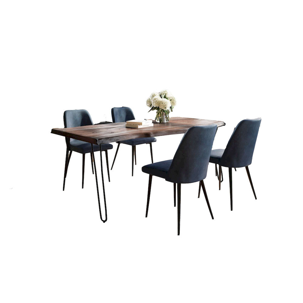 Jofran - Natures Edge Five Piece Solid Acacia Dining Set with Upholstered Mid-Century Modern Chairs, Slate and Blueberry - 1981-79D-4-DOXCHBLB view 1