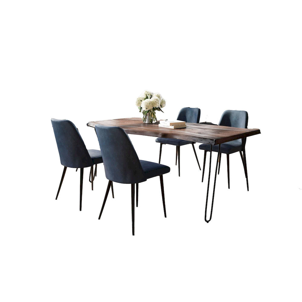 Jofran - Natures Edge Five Piece Solid Acacia Dining Set with Upholstered Mid-Century Modern Chairs, Slate and Blueberry - 1981-79D-4-DOXCHBLB view 2