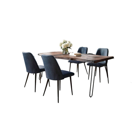 Jofran - Natures Edge Five Piece Solid Acacia Dining Set with Upholstered Mid-Century Modern Chairs, Slate and Blueberry - 1981-79D-4-DOXCHBLB view 2