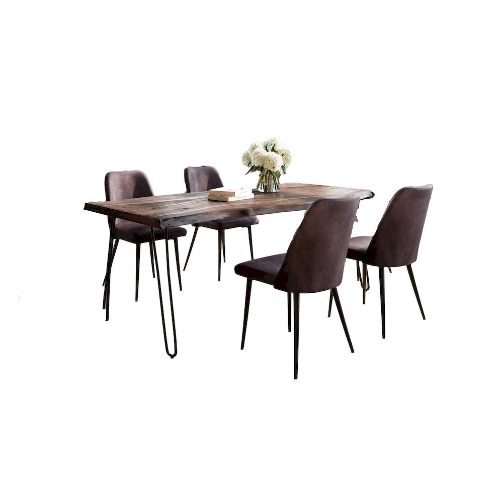 Jofran - Natures Edge Five Piece Solid Acacia Dining Set with Upholstered Mid-Century Modern Chairs, Slate and Dark Brown - 1981-79D-4-DOXCHDBN view 1