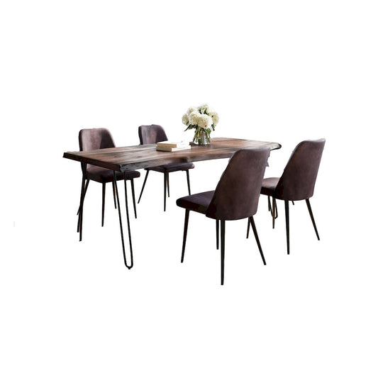 Jofran - Natures Edge Five Piece Solid Acacia Dining Set with Upholstered Mid-Century Modern Chairs, Slate and Dark Brown - 1981-79D-4-DOXCHDBN view 1