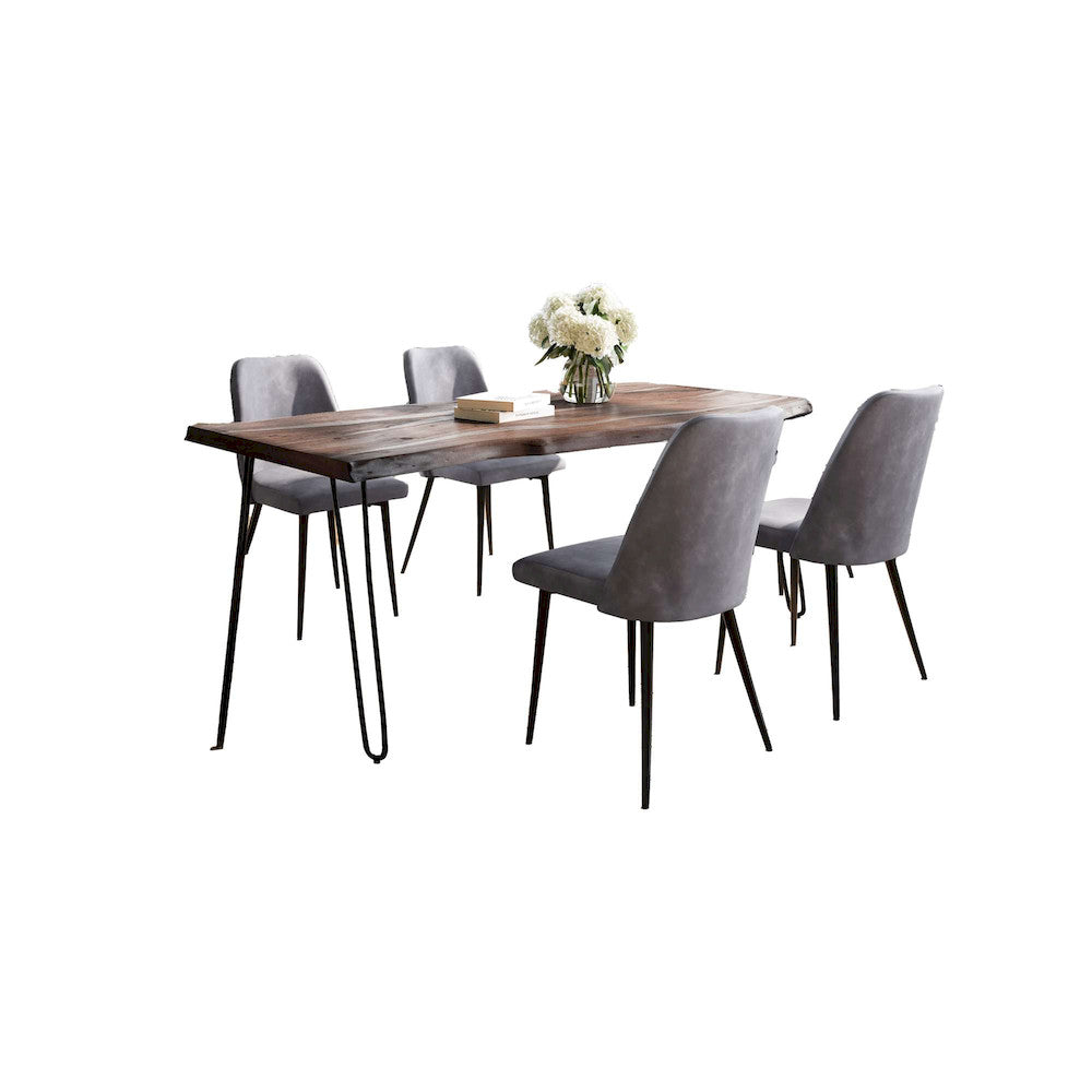 Jofran - Natures Edge Five Piece Solid Acacia Dining Set with Upholstered Mid-Century Modern Chairs, Slate and Grey - 1981-79D-4-DOXCHGRY view 1