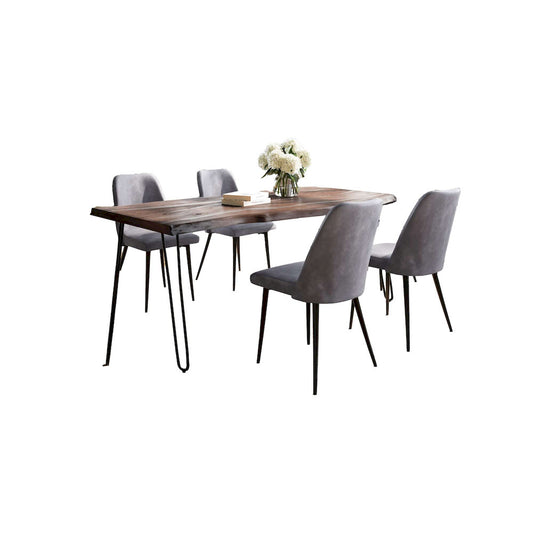 Jofran - Natures Edge Five Piece Solid Acacia Dining Set with Upholstered Mid-Century Modern Chairs, Slate and Grey - 1981-79D-4-DOXCHGRY view 1