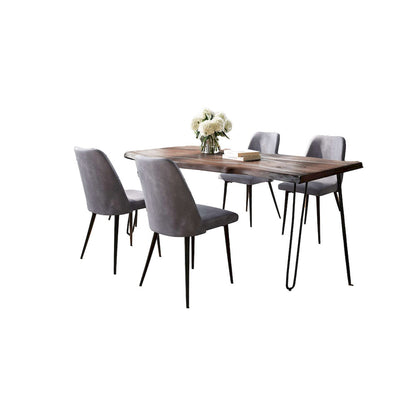 Jofran - Natures Edge Five Piece Solid Acacia Dining Set with Upholstered Mid-Century Modern Chairs, Slate and Grey - 1981-79D-4-DOXCHGRY view 2