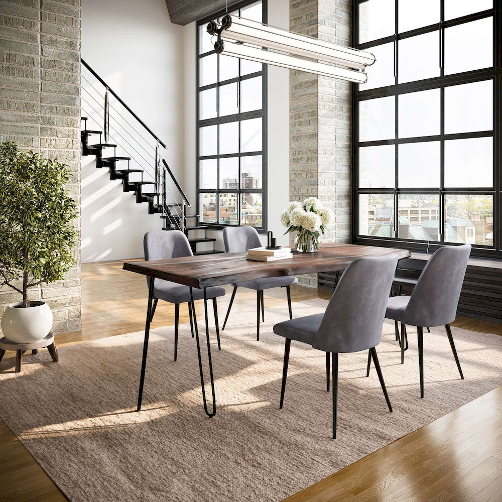 Jofran - Natures Edge Five Piece Solid Acacia Dining Set with Upholstered Mid-Century Modern Chairs, Slate and Grey - 1981-79D-4-DOXCHGRY view 9