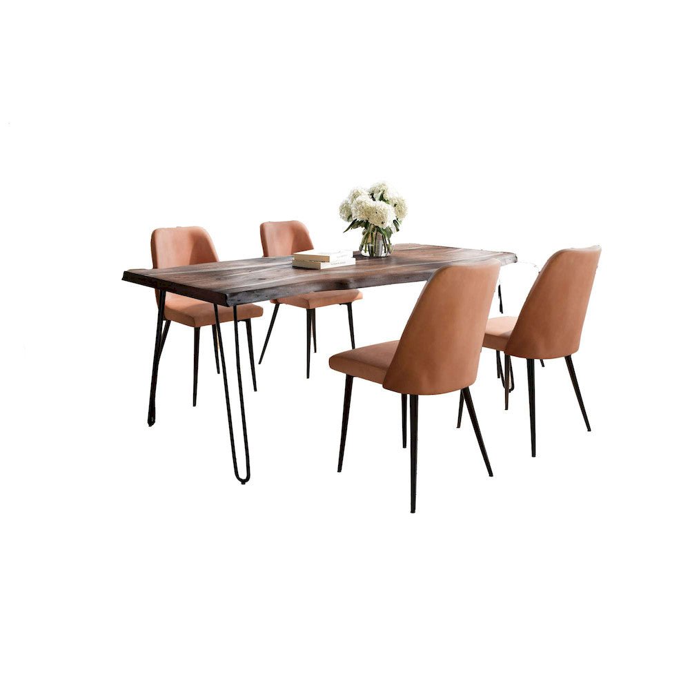 Jofran - Natures Edge Five Piece Solid Acacia Dining Set with Upholstered Mid-Century Modern Chairs, Slate and Light Brown - 1981-79D-4-DOXCHLBN view 1