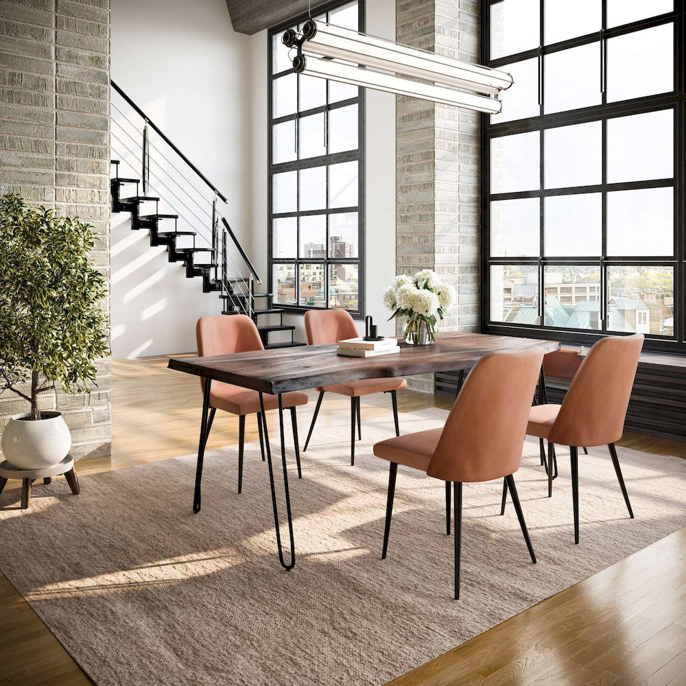 Jofran - Natures Edge Five Piece Solid Acacia Dining Set with Upholstered Mid-Century Modern Chairs, Slate and Light Brown - 1981-79D-4-DOXCHLBN view 9