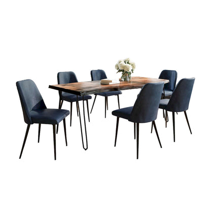Jofran - Natures Edge Seven Piece Solid Acacia Dining Set with Upholstered Mid-Century Modern Chairs, Chestnut and Blueberry - 1781-79D-6-DOXCHBLB view 1