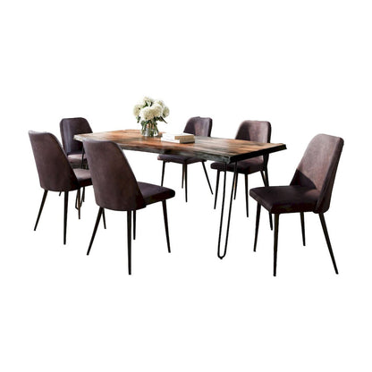 Jofran - Natures Edge Seven Piece Solid Acacia Dining Set with Upholstered Mid-Century Modern Chairs, Chestnut and Dark Brown - 1781-79D-6-DOXCHDBN view 2