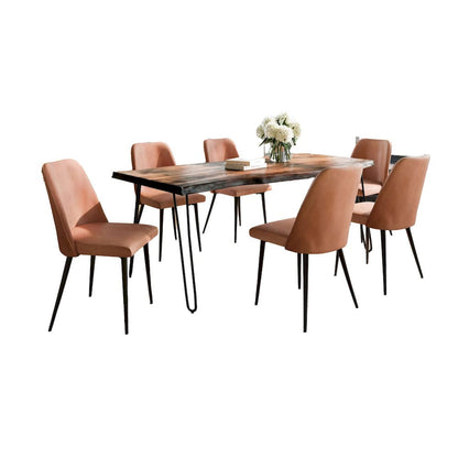 Jofran - Natures Edge Seven Piece Solid Acacia Dining Set with Upholstered Mid-Century Modern Chairs, Chestnut and Light Brown - 1781-79D-6-DOXCHLBN view 1