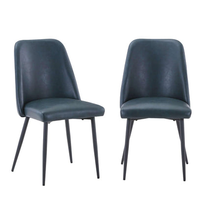 Jofran - Natures Edge Seven Piece Solid Acacia Dining Set with Upholstered Mid-Century Modern Chairs, Natural and Blueberry - 1985-79D-6-DOXCHBLB view 3