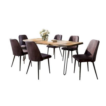 Jofran - Natures Edge Seven Piece Solid Acacia Dining Set with Upholstered Mid-Century Modern Chairs, Natural and Dark Brown - 1985-79D-6-DOXCHDBN view 2
