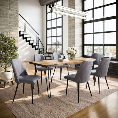 Jofran - Natures Edge Seven Piece Solid Acacia Dining Set with Upholstered Mid-Century Modern Chairs, Natural and Grey - 1985-79D-6-DOXCHGRY view 9