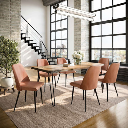 Jofran - Natures Edge Seven Piece Solid Acacia Dining Set with Upholstered Mid-Century Modern Chairs, Natural and Light Brown - 1985-79D-6-DOXCHLBN view 9