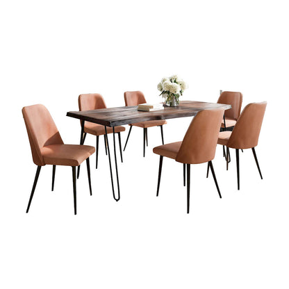 Jofran - Natures Edge Seven Piece Solid Acacia Dining Set with Upholstered Mid-Century Modern Chairs, Slate and Light Brown - 1981-79D-6-DOXCHLBN view 1