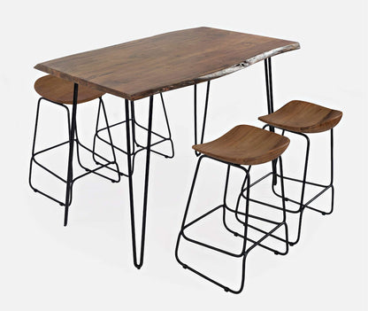 Jofran - Natures Edge Solid Acacia 52in Five-Piece Dining Set with Backless Barstools - 1781-52C-4 view 1
