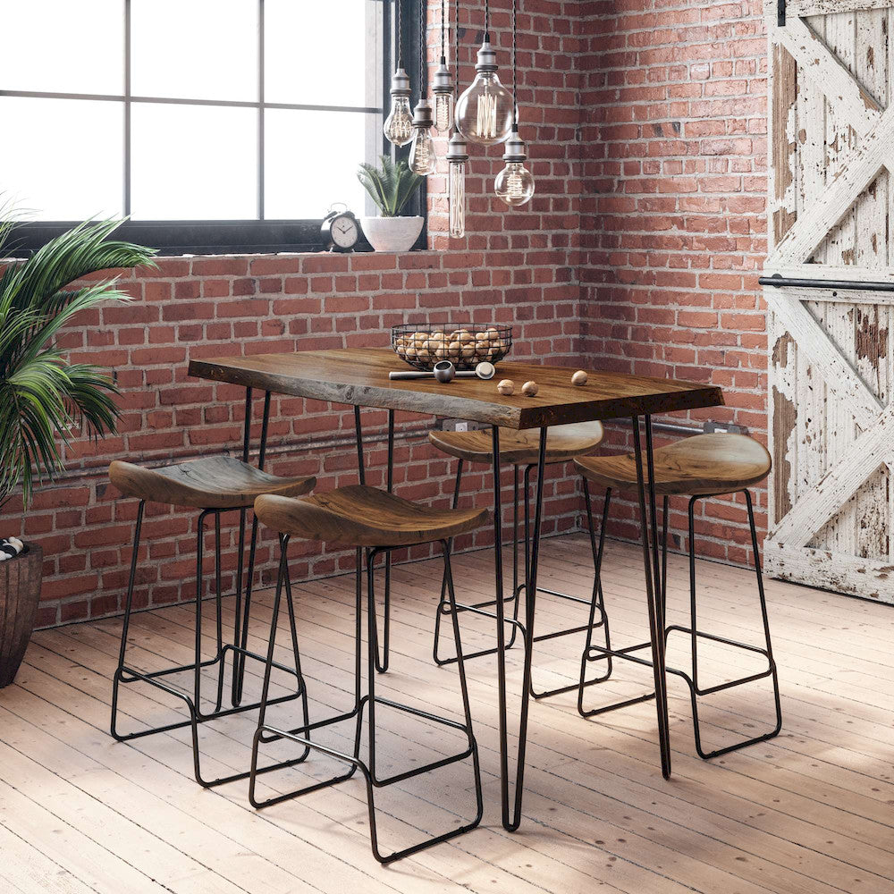 Jofran - Natures Edge Solid Acacia 52in Five-Piece Dining Set with Backless Barstools - 1781-52C-4 view 13