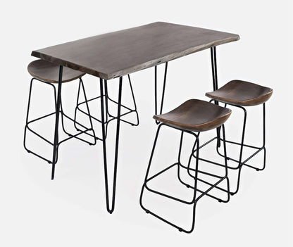 Jofran - Natures Edge Solid Acacia 52in Five-Piece Dining Set with Backless Barstools - 1981-52C-4 view 3