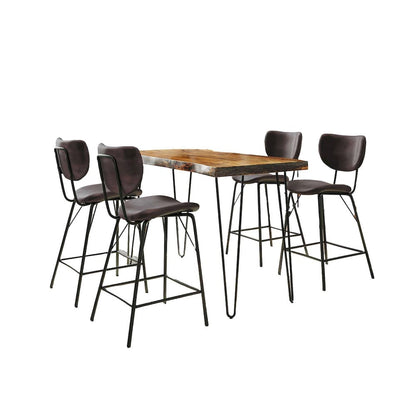 Jofran - Natures Edge Solid Acacia Five Piece Counter Height Dining Set with Modern Upholstered Faux Leather Barstools, Chestnut and Dark Brown - 1781-52C-4-OWNSTDBN view 1