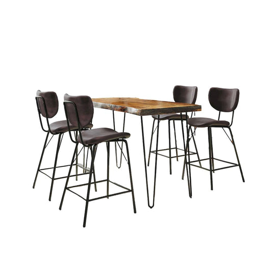 Jofran - Natures Edge Solid Acacia Five Piece Counter Height Dining Set with Modern Upholstered Faux Leather Barstools, Chestnut and Dark Brown - 1781-52C-4-OWNSTDBN view 1