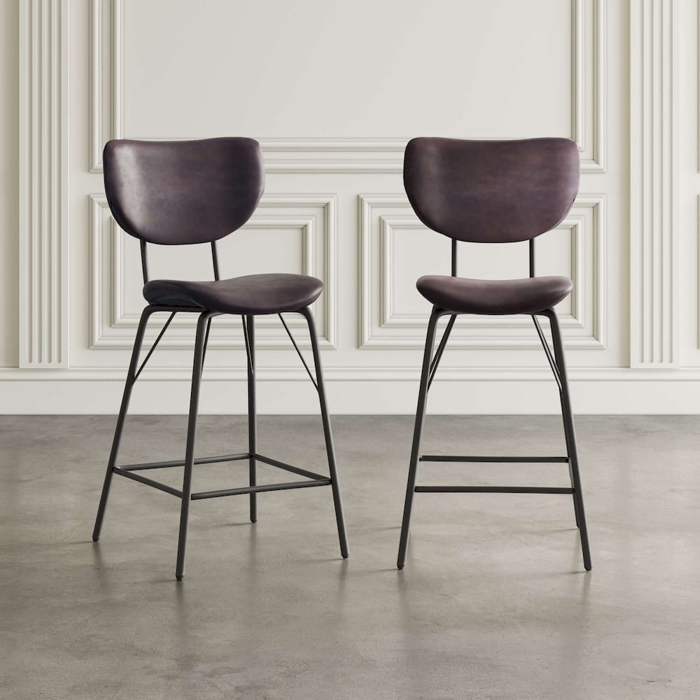 Jofran - Natures Edge Solid Acacia Five Piece Counter Height Dining Set with Modern Upholstered Faux Leather Barstools, Chestnut and Dark Brown - 1781-52C-4-OWNSTDBN view 4