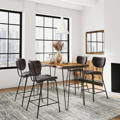Jofran - Natures Edge Solid Acacia Five Piece Counter Height Dining Set with Modern Upholstered Faux Leather Barstools, Chestnut and Dark Brown - 1781-52C-4-OWNSTDBN view 9