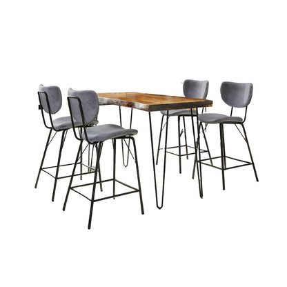 Jofran - Natures Edge Solid Acacia Five Piece Counter Height Dining Set with Modern Upholstered Faux Leather Barstools, Chestnut and Grey - 1781-52C-4-OWNSTGRY view 1
