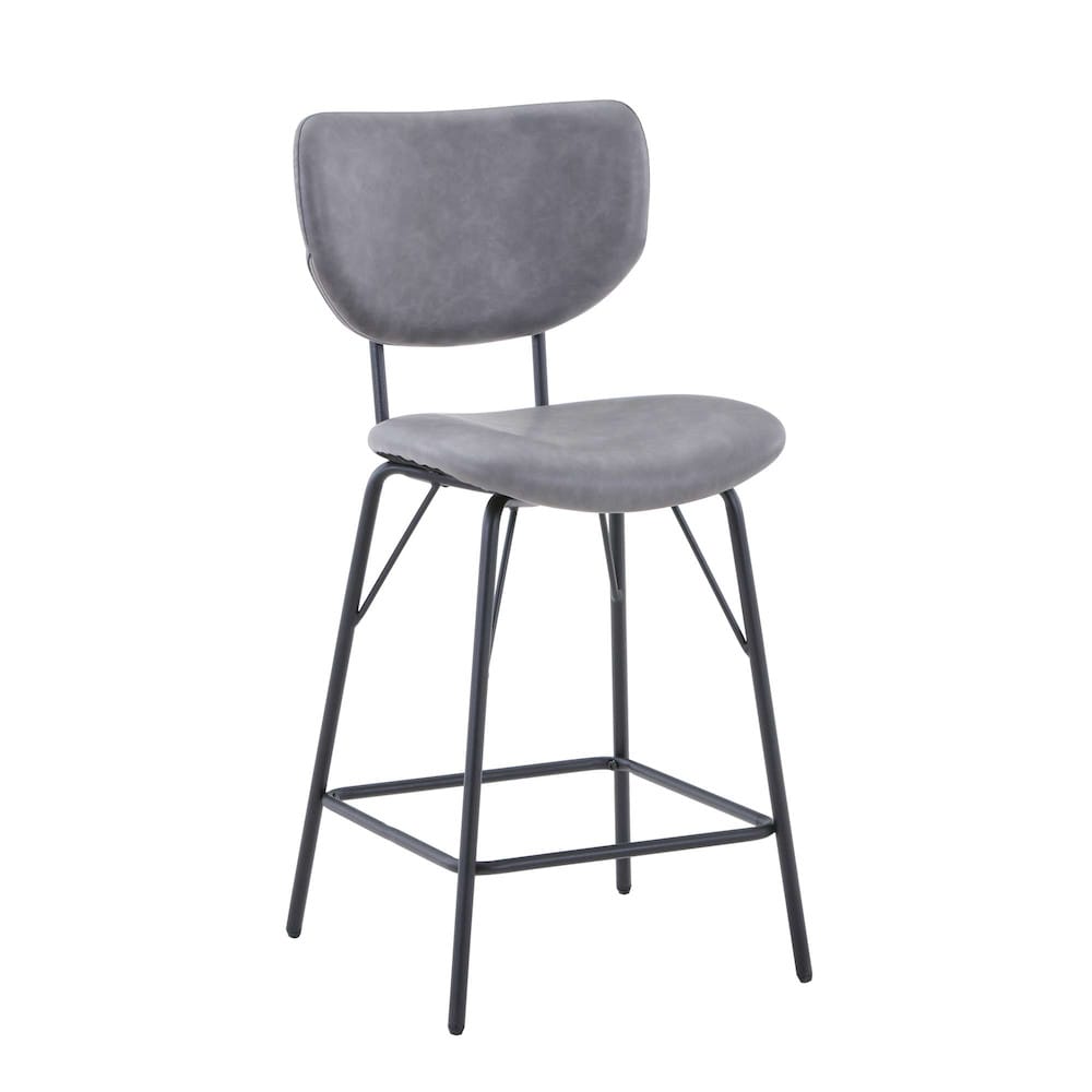 Jofran - Natures Edge Solid Acacia Five Piece Counter Height Dining Set with Modern Upholstered Faux Leather Barstools, Chestnut and Grey - 1781-52C-4-OWNSTGRY view 3