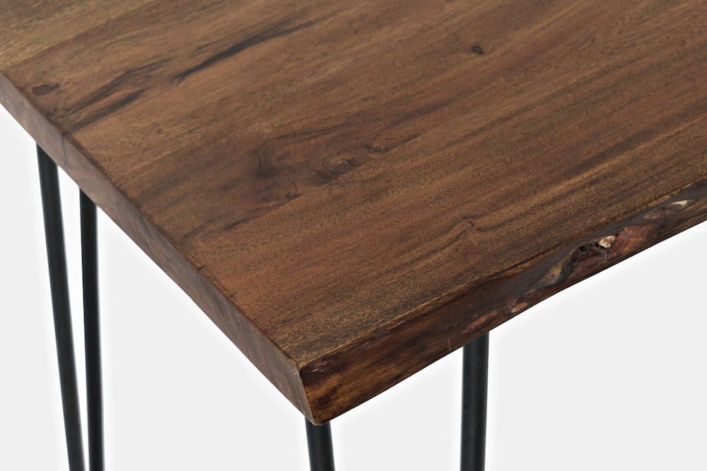 Jofran - Natures Edge Solid Acacia Five Piece Counter Height Dining Set with Modern Upholstered Faux Leather Barstools, Chestnut and Grey - 1781-52C-4-OWNSTGRY view 5