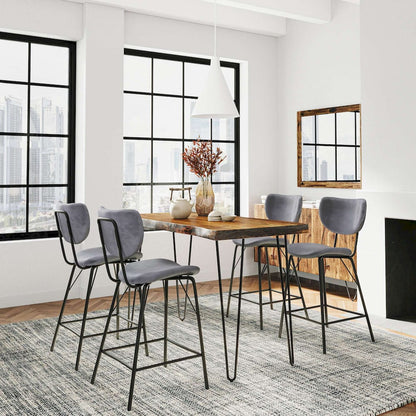 Jofran - Natures Edge Solid Acacia Five Piece Counter Height Dining Set with Modern Upholstered Faux Leather Barstools, Chestnut and Grey - 1781-52C-4-OWNSTGRY view 9