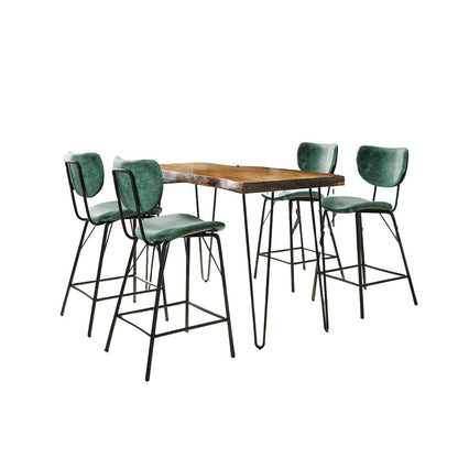 Jofran - Natures Edge Solid Acacia Five Piece Counter Height Dining Set with Modern Upholstered Faux Leather Barstools, Chestnut and Jade - 1781-52C-4-OWNSTJD view 1