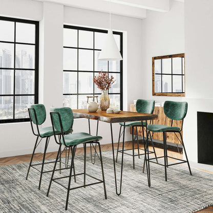 Jofran - Natures Edge Solid Acacia Five Piece Counter Height Dining Set with Modern Upholstered Faux Leather Barstools, Chestnut and Jade - 1781-52C-4-OWNSTJD view 9