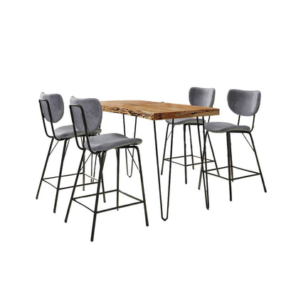 Jofran - Natures Edge Solid Acacia Five Piece Counter Height Dining Set with Modern Upholstered Faux Leather Barstools, Natural and Grey - 1985-52C-4-OWNSTGRY view 1