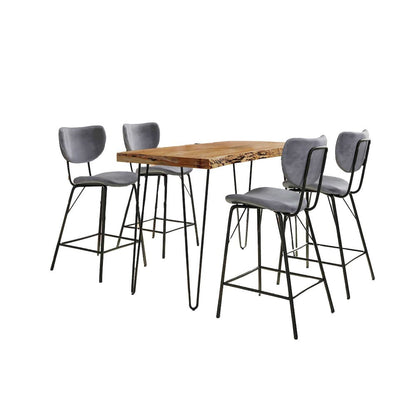 Jofran - Natures Edge Solid Acacia Five Piece Counter Height Dining Set with Modern Upholstered Faux Leather Barstools, Natural and Grey - 1985-52C-4-OWNSTGRY view 2