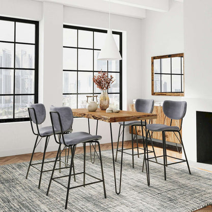 Jofran - Natures Edge Solid Acacia Five Piece Counter Height Dining Set with Modern Upholstered Faux Leather Barstools, Natural and Grey - 1985-52C-4-OWNSTGRY view 9