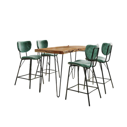 Jofran - Natures Edge Solid Acacia Five Piece Counter Height Dining Set with Modern Upholstered Faux Leather Barstools, Natural and Jade - 1985-52C-4-OWNSTJD view 2