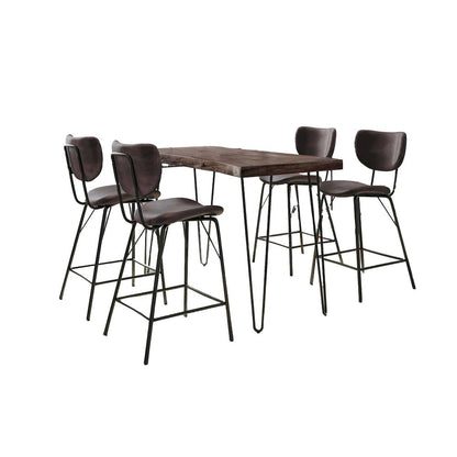Jofran - Natures Edge Solid Acacia Five Piece Counter Height Dining Set with Modern Upholstered Faux Leather Barstools, Slate and Dark Brown - 1981-52C-4-OWNSTDBN view 1