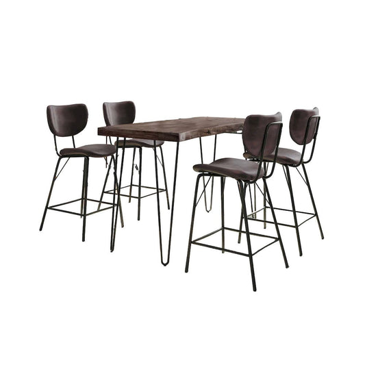 Jofran - Natures Edge Solid Acacia Five Piece Counter Height Dining Set with Modern Upholstered Faux Leather Barstools, Slate and Dark Brown - 1981-52C-4-OWNSTDBN view 2