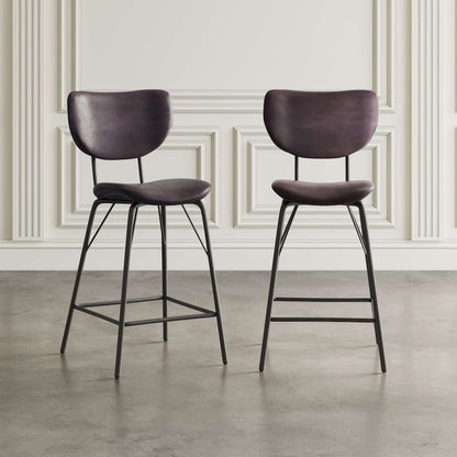 Jofran - Natures Edge Solid Acacia Five Piece Counter Height Dining Set with Modern Upholstered Faux Leather Barstools, Slate and Dark Brown - 1981-52C-4-OWNSTDBN view 4