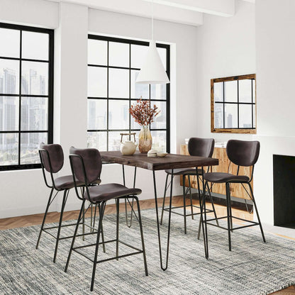 Jofran - Natures Edge Solid Acacia Five Piece Counter Height Dining Set with Modern Upholstered Faux Leather Barstools, Slate and Dark Brown - 1981-52C-4-OWNSTDBN view 9