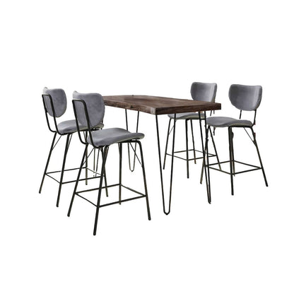 Jofran - Natures Edge Solid Acacia Five Piece Counter Height Dining Set with Modern Upholstered Faux Leather Barstools, Slate and Grey - 1981-52C-4-OWNSTGRY view 1