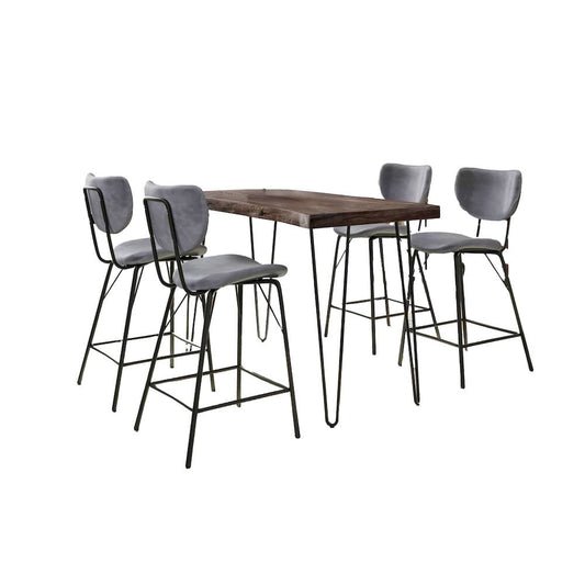 Jofran - Natures Edge Solid Acacia Five Piece Counter Height Dining Set with Modern Upholstered Faux Leather Barstools, Slate and Grey - 1981-52C-4-OWNSTGRY view 1