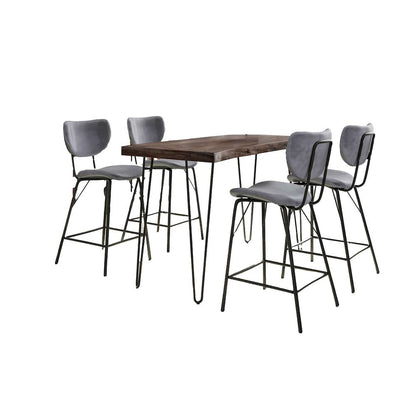 Jofran - Natures Edge Solid Acacia Five Piece Counter Height Dining Set with Modern Upholstered Faux Leather Barstools, Slate and Grey - 1981-52C-4-OWNSTGRY view 2
