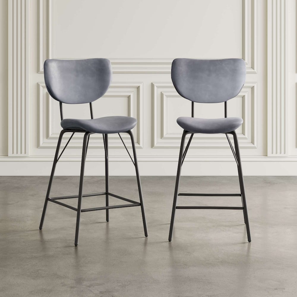 Jofran - Natures Edge Solid Acacia Five Piece Counter Height Dining Set with Modern Upholstered Faux Leather Barstools, Slate and Grey - 1981-52C-4-OWNSTGRY view 4