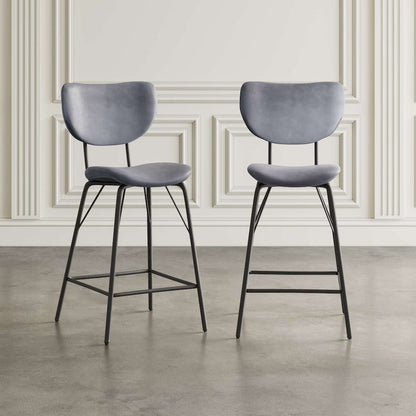 Jofran - Natures Edge Solid Acacia Five Piece Counter Height Dining Set with Modern Upholstered Faux Leather Barstools, Slate and Grey - 1981-52C-4-OWNSTGRY view 4